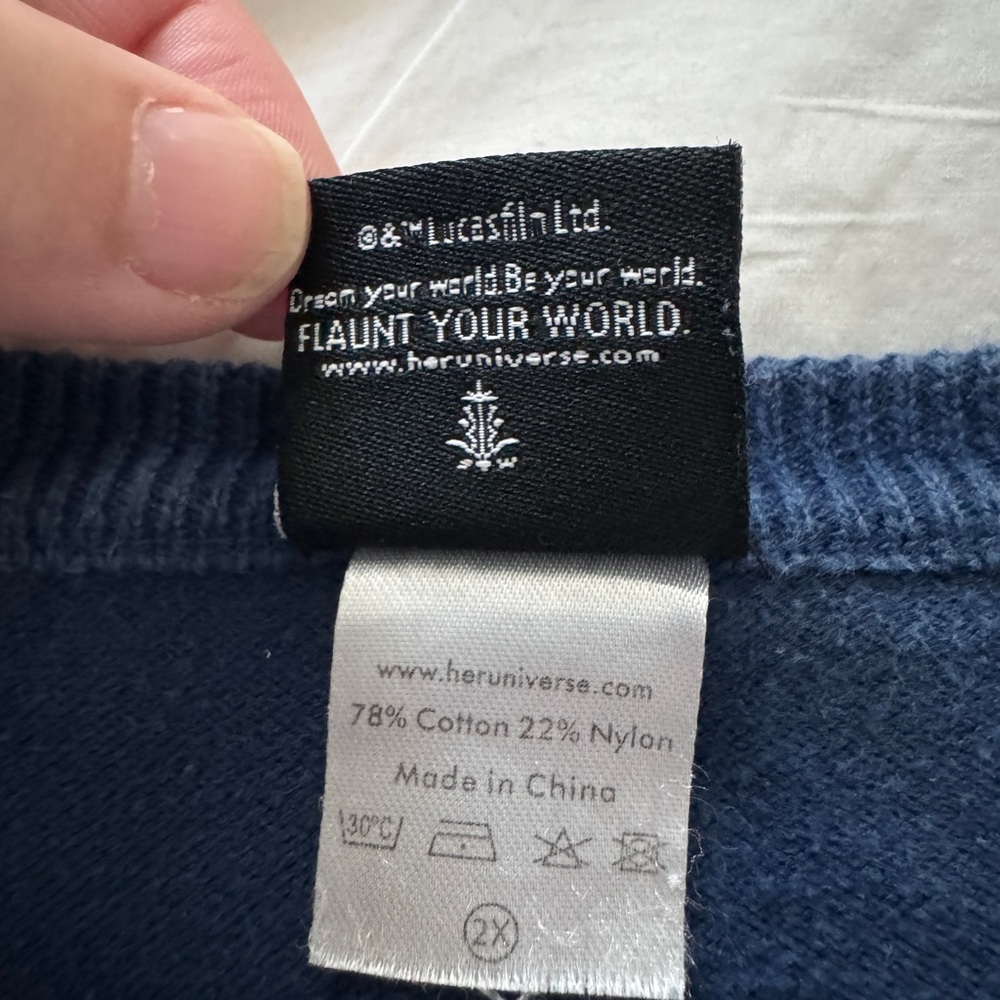 Her Universe women’s Navy Cardigan with Embroidered X-wings - Picture 3 of 5